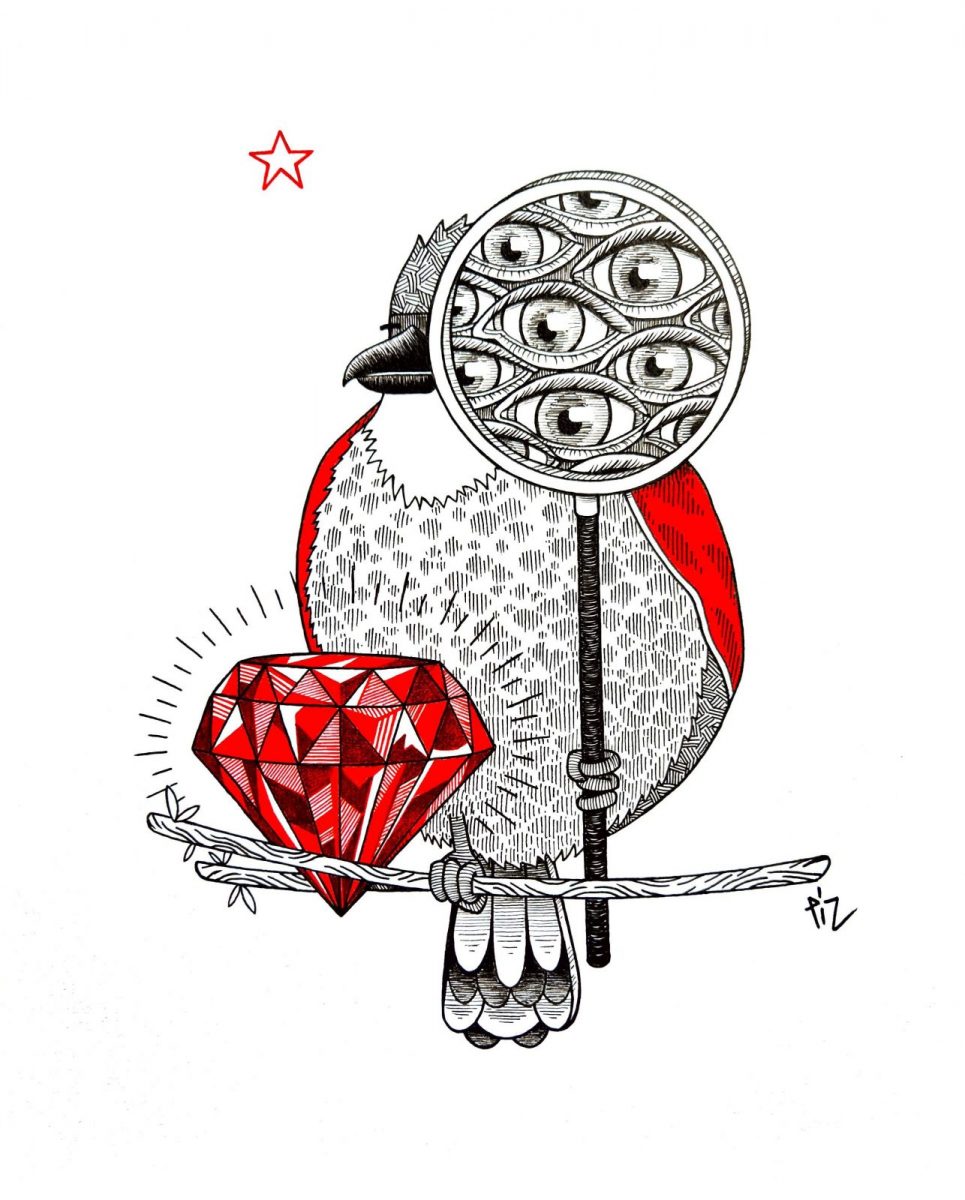 Atelier Julie Masse Logo 3 – Oiseau loupe