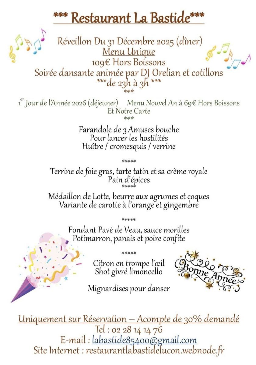 Menu nouvel an la bastide