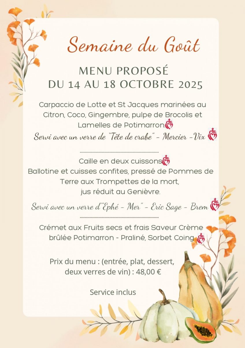 menu semaine du goût Au fil des Saisons Luçon